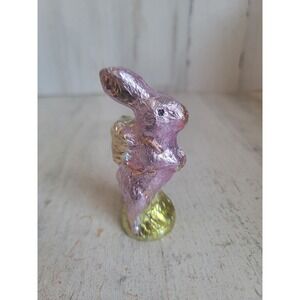 Mini pink foil Easter Bunny basket egg spring faux chocolate rabbit home decor